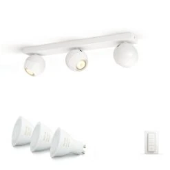 Philips Leuchten Philips Hue Ambiance White Buckram Deckenspot Basis-Set Weiß, 3-flammig, Fernbedienung