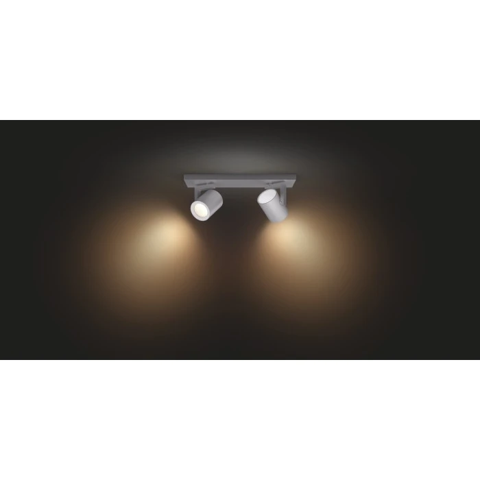 Philips Leuchten Philips Hue Ambiance White & Color Argenta Wand-/Deckenspot Erweiterung Silber, 2-flammig, Farbwechsler 2 Philips Leuchten Philips Hue Ambiance White & Color Argenta Wand-/Deckenspot Erweiterung Silber, 2-flammig, Farbwechsler – Bild 2
