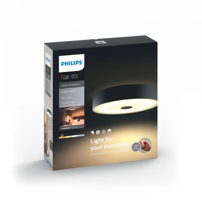 Philips Leuchten Philips Hue Ambiance White Fair Deckenleuchte LED Schwarz, 1-flammig, Fernbedienung 4 Philips Leuchten Philips Hue Ambiance White Fair Deckenleuchte LED Schwarz, 1-flammig, Fernbedienung – Bild 4