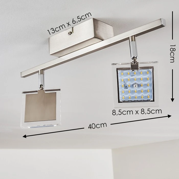 Hofstein Piney Deckenleuchte LED Nickel-Matt, 2-flammig 2 Hofstein Piney Deckenleuchte LED Nickel-Matt, 2-flammig – Bild 2