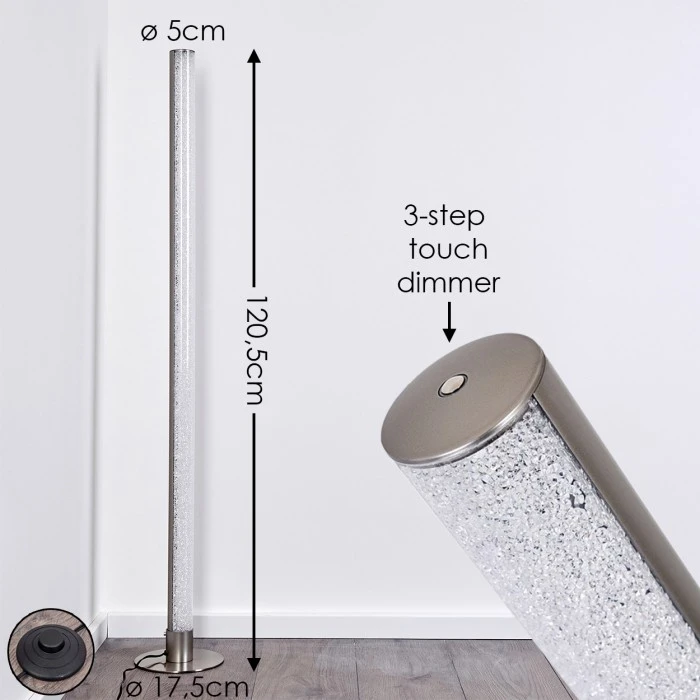 Hofstein Pipe Stehleuchte LED Nickel-Matt, 1-flammig 2 Hofstein Pipe Stehleuchte LED Nickel-Matt, 1-flammig – Bild 2