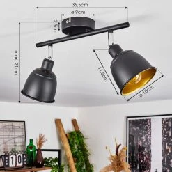 Hofstein Pistrino Deckenleuchte Chrom, Schwarz, 2-flammig -Bürolampen Verkäufe pistrino deckenleuchte h3017869 3