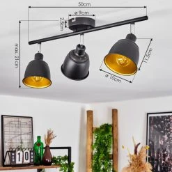 Hofstein Pistrino Deckenleuchte Chrom, Schwarz, 3-flammig -Bürolampen Verkäufe pistrino deckenleuchte h3017876 3