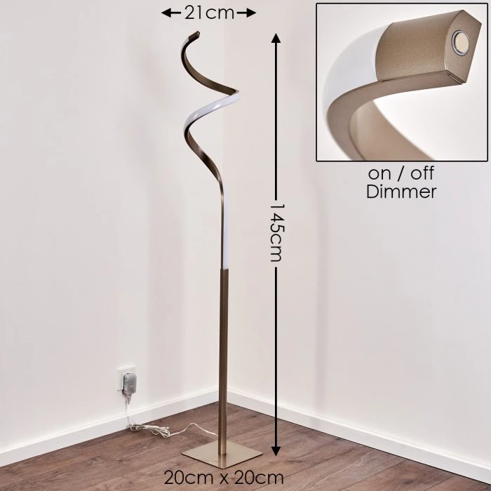 Hofstein Pitasch Stehleuchte LED Nickel-Matt, 1-flammig 2 Hofstein Pitasch Stehleuchte LED Nickel-Matt, 1-flammig – Bild 2