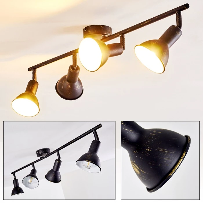 Hofstein Polmak Deckenleuchte Schwarz-Gold, 4-flammig 21 Hofstein Polmak Deckenleuchte Schwarz-Gold, 4-flammig – Bild 21