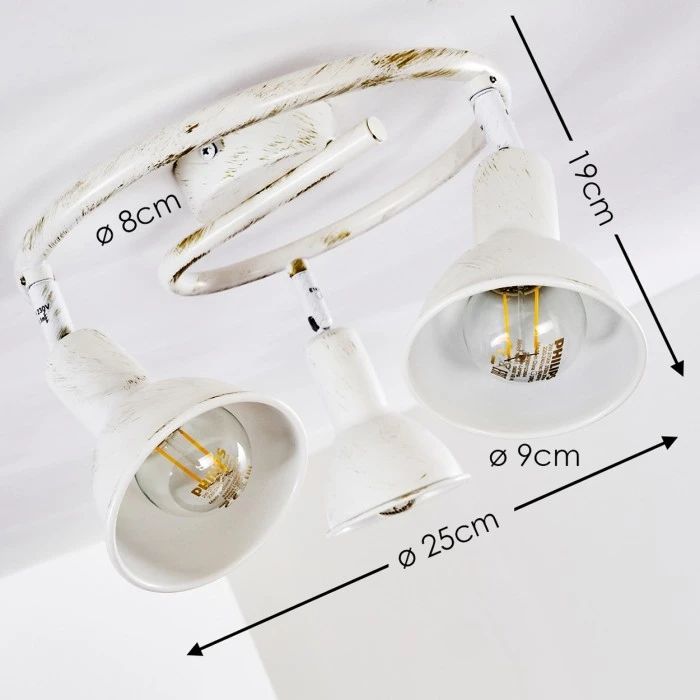 Hofstein Polmak Deckenleuchte Weiß, Gold, 3-flammig 2 Hofstein Polmak Deckenleuchte Weiß, Gold, 3-flammig – Bild 2