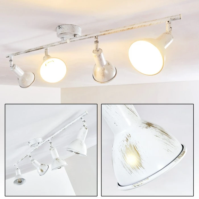 Hofstein Polmak Deckenleuchte Weiß, Gold, 4-flammig 1 Hofstein Polmak Deckenleuchte Weiß, Gold, 4-flammig