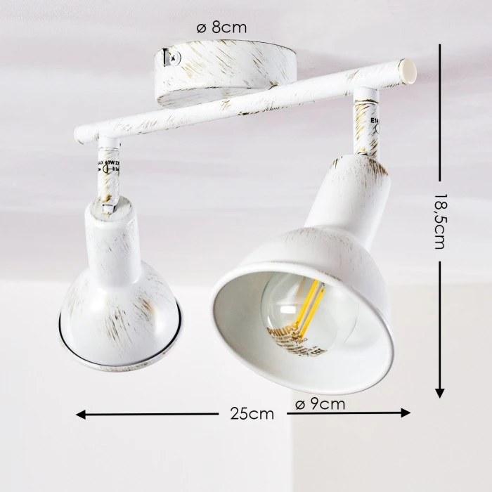 Hofstein Polmak Deckenspot Weiß, Gold, 2-flammig 2 Hofstein Polmak Deckenspot Weiß, Gold, 2-flammig – Bild 2