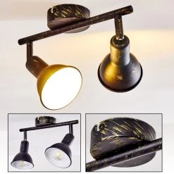 Hofstein Polmak Deckenspot Schwarz-Gold, 2-flammig -Bürolampen Verkäufe polmak deckenspot h3092354 do1 19