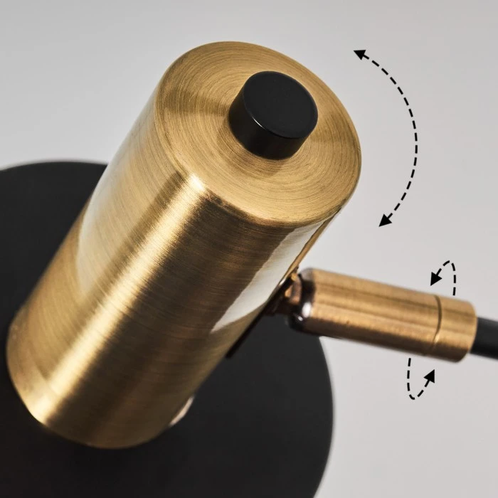 Hofstein Pretoria Stehleuchte Schwarz, Altmessing, 5-flammig 6 Hofstein Pretoria Stehleuchte Schwarz, Altmessing, 5-flammig – Bild 6