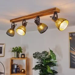 Hofstein Racolo Deckenleuchte Holz dunkel, 4-flammig