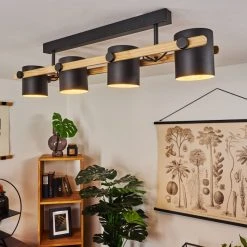 Hofstein Rebbenas Deckenleuchte Schwarz, Naturfarben, 4-flammig -Bürolampen Verkäufe rebbenas deckenleuchte h3442531 8