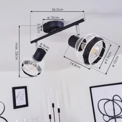 Hofstein Revsbotn Deckenleuchte Chrom, Schwarz, 2-flammig -Bürolampen Verkäufe revsbotn deckenleuchte h3434536 3