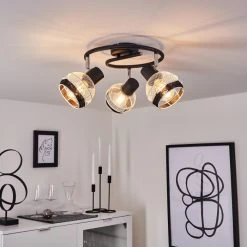 Hofstein Revsbotn Deckenleuchte Chrom, Schwarz, 3-flammig