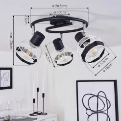 Hofstein Revsbotn Deckenleuchte Chrom, Schwarz, 3-flammig -Bürolampen Verkäufe revsbotn deckenleuchte h3434550 3