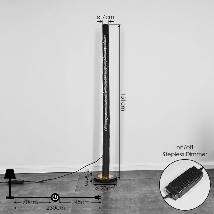 Hofstein Rodeche Stehleuchte LED Messing, Schwarz, 1-flammig 4 Hofstein Rodeche Stehleuchte LED Messing, Schwarz, 1-flammig – Bild 4