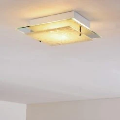 Hofstein Rusty Deckenleuchte Grau, Transparent, Klar, 2-flammig -Bürolampen Verkäufe rusty deckenleuchte h01 2