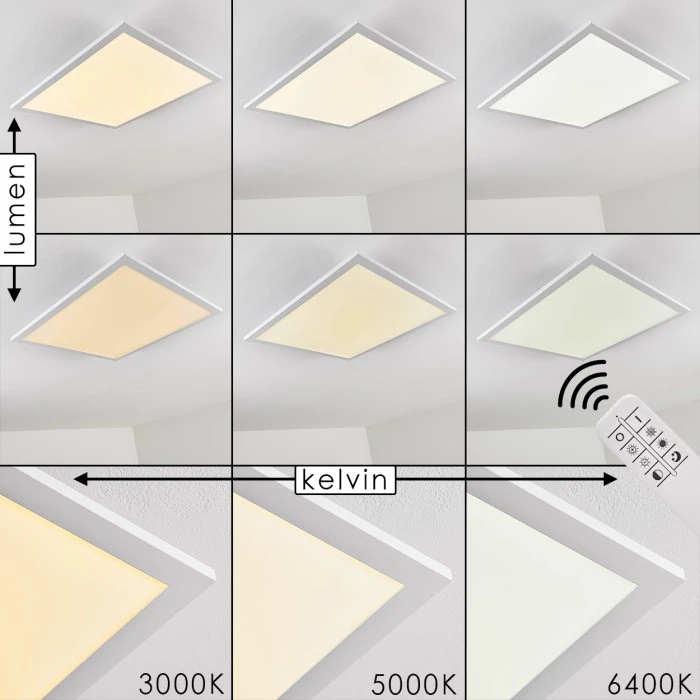 Hofstein Salmi Deckenpanel LED Aluminium, Weiß, 1-flammig, Fernbedienung 5 Hofstein Salmi Deckenpanel LED Aluminium, Weiß, 1-flammig, Fernbedienung – Bild 5