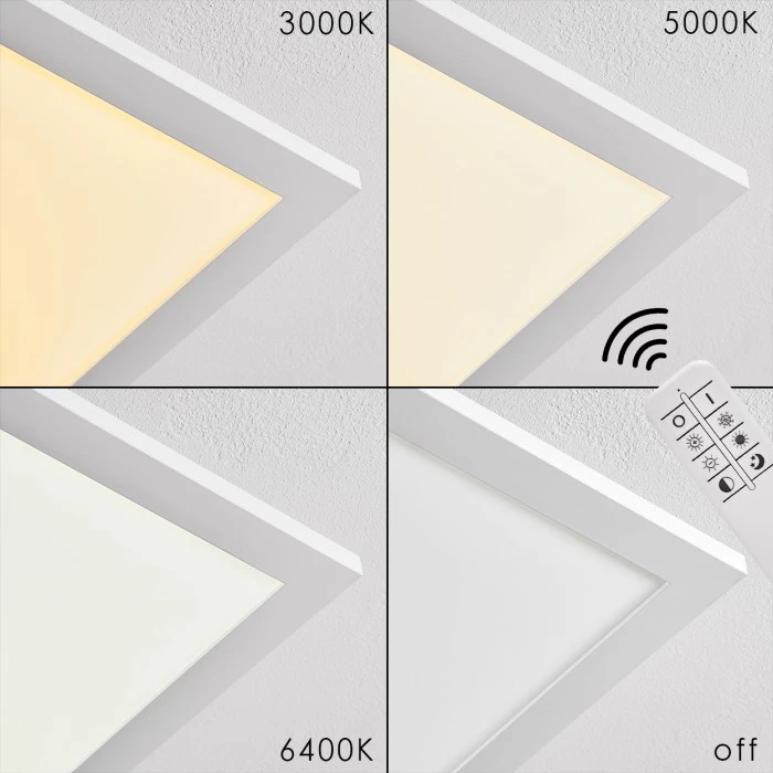 Hofstein Salmi Deckenpanel LED Aluminium, Weiß, 1-flammig, Fernbedienung 9 Hofstein Salmi Deckenpanel LED Aluminium, Weiß, 1-flammig, Fernbedienung – Bild 9