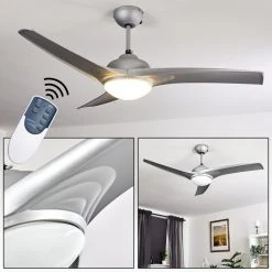 Hofstein Sanford Deckenventilator Silber, 1-flammig, Fernbedienung