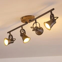 Hofstein Skodsbol Deckenleuchte Grau, Hellbraun, Stahl gebürstet, 4-flammig -Bürolampen Verkäufe skodsbol deckenleuchte h3350232 18