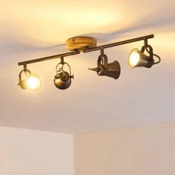 Hofstein Skodsbol Deckenleuchte Grau, Hellbraun, Stahl gebürstet, 4-flammig -Bürolampen Verkäufe skodsbol deckenleuchte h3350232 5