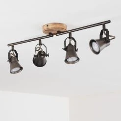 Hofstein Skodsbol Deckenleuchte Grau, Hellbraun, Stahl gebürstet, 4-flammig -Bürolampen Verkäufe skodsbol deckenleuchte h3350232 7