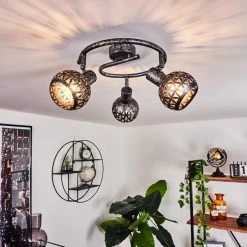 Hofstein Stavik Deckenleuchte Schwarz, Silber, 3-flammig