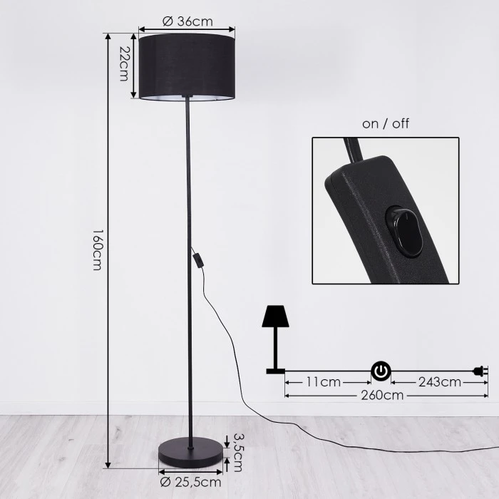 Hofstein Stenninge Stehleuchte Schwarz, 1-flammig 4 Hofstein Stenninge Stehleuchte Schwarz, 1-flammig – Bild 4