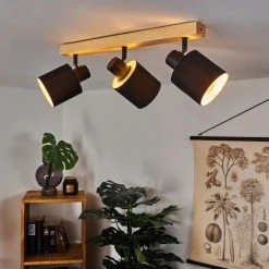 Hofstein Sumlili Deckenleuchte Schwarz, Naturfarben, 3-flammig