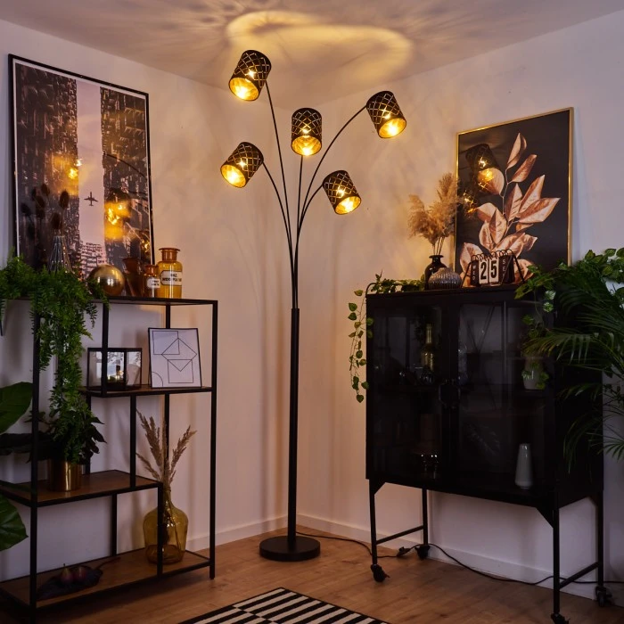 Hofstein Tallaboa Stehleuchte Schwarz, 5-flammig 1 Hofstein Tallaboa Stehleuchte Schwarz, 5-flammig