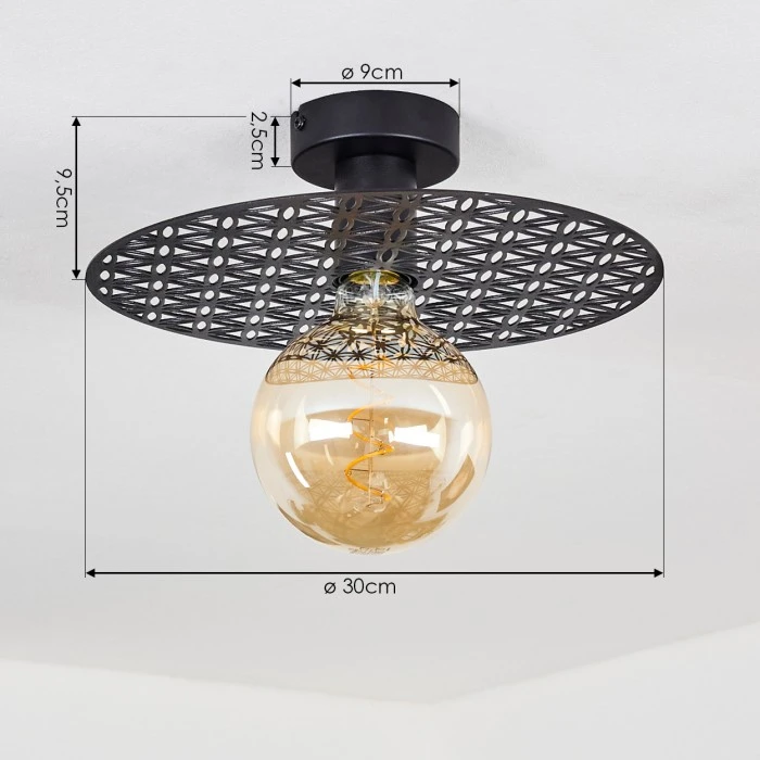 Hofstein Tebabui Deckenleuchte Schwarz, 1-flammig 4 Hofstein Tebabui Deckenleuchte Schwarz, 1-flammig – Bild 4