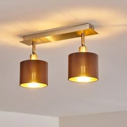 Hofstein Tibro Deckenleuchte Nickel-Matt, Messing, 2-flammig -Bürolampen Verkäufe tibro deckenleuchte h3357996 10