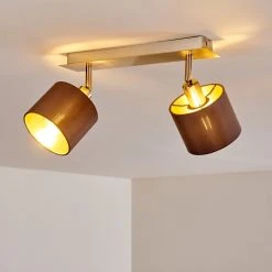 Hofstein Tibro Deckenleuchte Nickel-Matt, Messing, 2-flammig -Bürolampen Verkäufe tibro deckenleuchte h3357996 14