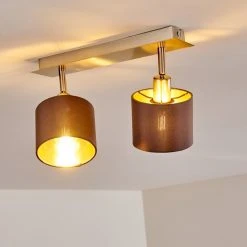 Hofstein Tibro Deckenleuchte Nickel-Matt, Messing, 2-flammig -Bürolampen Verkäufe tibro deckenleuchte h3357996 4