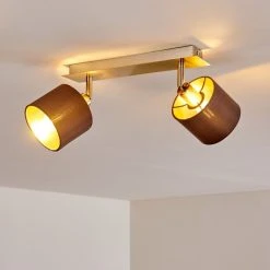 Hofstein Tibro Deckenleuchte Nickel-Matt, Messing, 2-flammig -Bürolampen Verkäufe tibro deckenleuchte h3357996 8