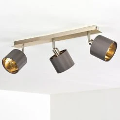 Hofstein Tibro Deckenleuchte Nickel-Matt, Messing, 3-flammig -Bürolampen Verkäufe tibro deckenleuchte h3358016 12