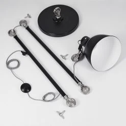 Hofstein Tilton Stehleuchte Nickel-Matt, Schwarz, 1-flammig -Bürolampen Verkäufe tilton stehleuchte h3413968 3