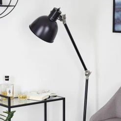 Hofstein Tilton Stehleuchte Nickel-Matt, Schwarz, 1-flammig -Bürolampen Verkäufe tilton stehleuchte h3413968 5