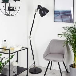 Hofstein Tilton Stehleuchte Nickel-Matt, Schwarz, 1-flammig -Bürolampen Verkäufe tilton stehleuchte h3413968 6