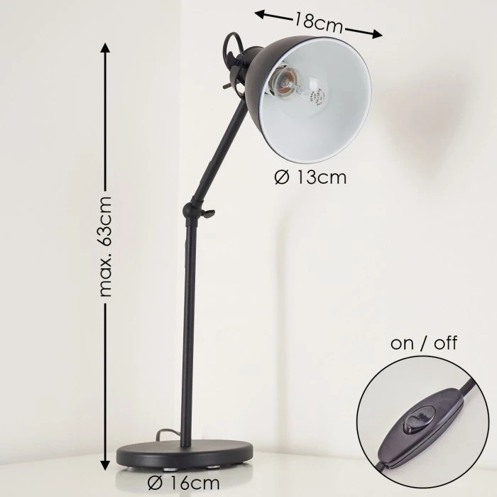 Hofstein Timola Tischleuchte Schwarz, 1-flammig 2 Hofstein Timola Tischleuchte Schwarz, 1-flammig – Bild 2