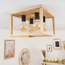 Hofstein Torreglia Deckeneleuchte Schwarz, Braun, 4-flammig -Bürolampen Verkäufe torreglia deckeneleuchte h3409800 10