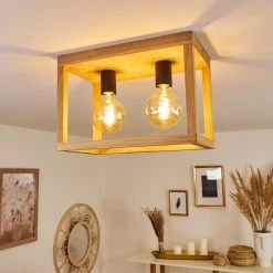 Hofstein Torreglia Deckenleuchte Schwarz, Braun, 2-flammig