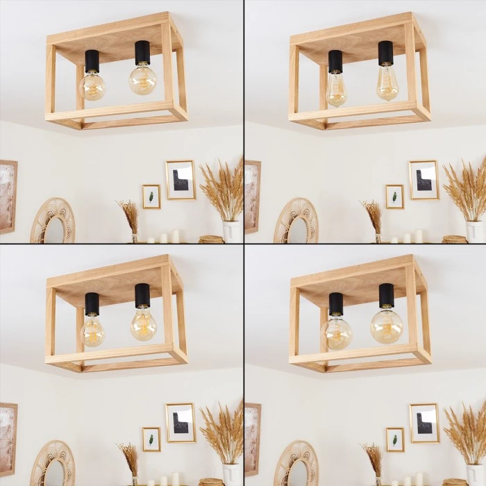 Hofstein Torreglia Deckenleuchte Schwarz, Braun, 2-flammig 2 Hofstein Torreglia Deckenleuchte Schwarz, Braun, 2-flammig – Bild 2