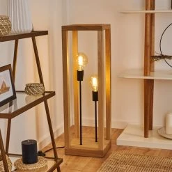 Hofstein Torreglia Stehleuchte Schwarz, Braun, 2-flammig