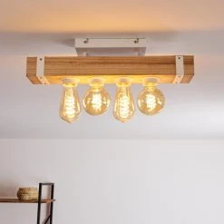 Hofstein Torrevieja Deckenleuchte Weiß, Holz hell, 4-flammig -Bürolampen Verkäufe torrevieja deckenleuchte h3369104 6