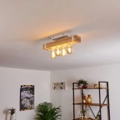 Hofstein Torrevieja Deckenleuchte Weiß, Holz hell, 4-flammig -Bürolampen Verkäufe torrevieja deckenleuchte h3369104 9