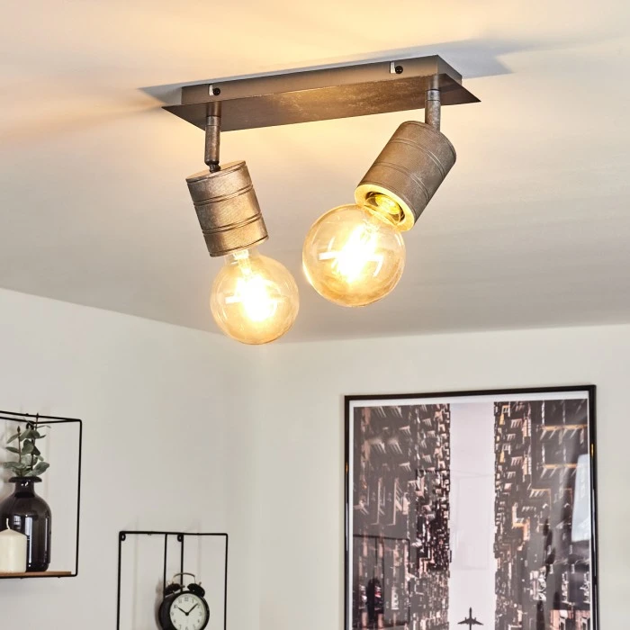 Hofstein Tyldom Deckenleuchte Grau, Silber, 2-flammig 1 Hofstein Tyldom Deckenleuchte Grau, Silber, 2-flammig