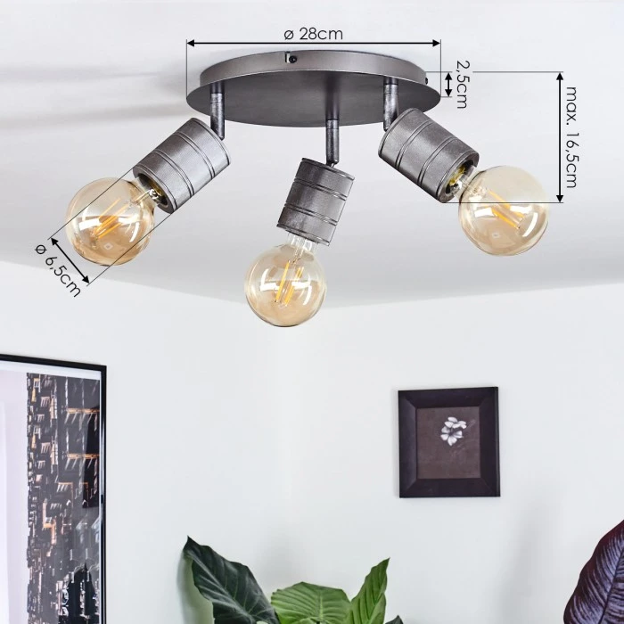 Hofstein Tyldom Deckenleuchte Altsilber, 3-flammig 4 Hofstein Tyldom Deckenleuchte Altsilber, 3-flammig – Bild 4