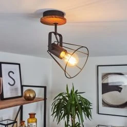 Hofstein Uatuasa Deckenleuchte Schwarz, Naturfarben, 1-flammig